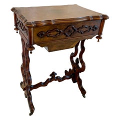 Superb Quality Antique Victorian Burr Walnut Sewing Table