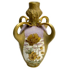 Antique Amphora Austria Porcelain 4 Handled Art Nouveau Vase, circa 1890