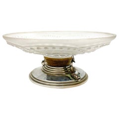 Art Deco French J. Landeier Glass & Sliverplate Centerpiece Bowl, circa 1930