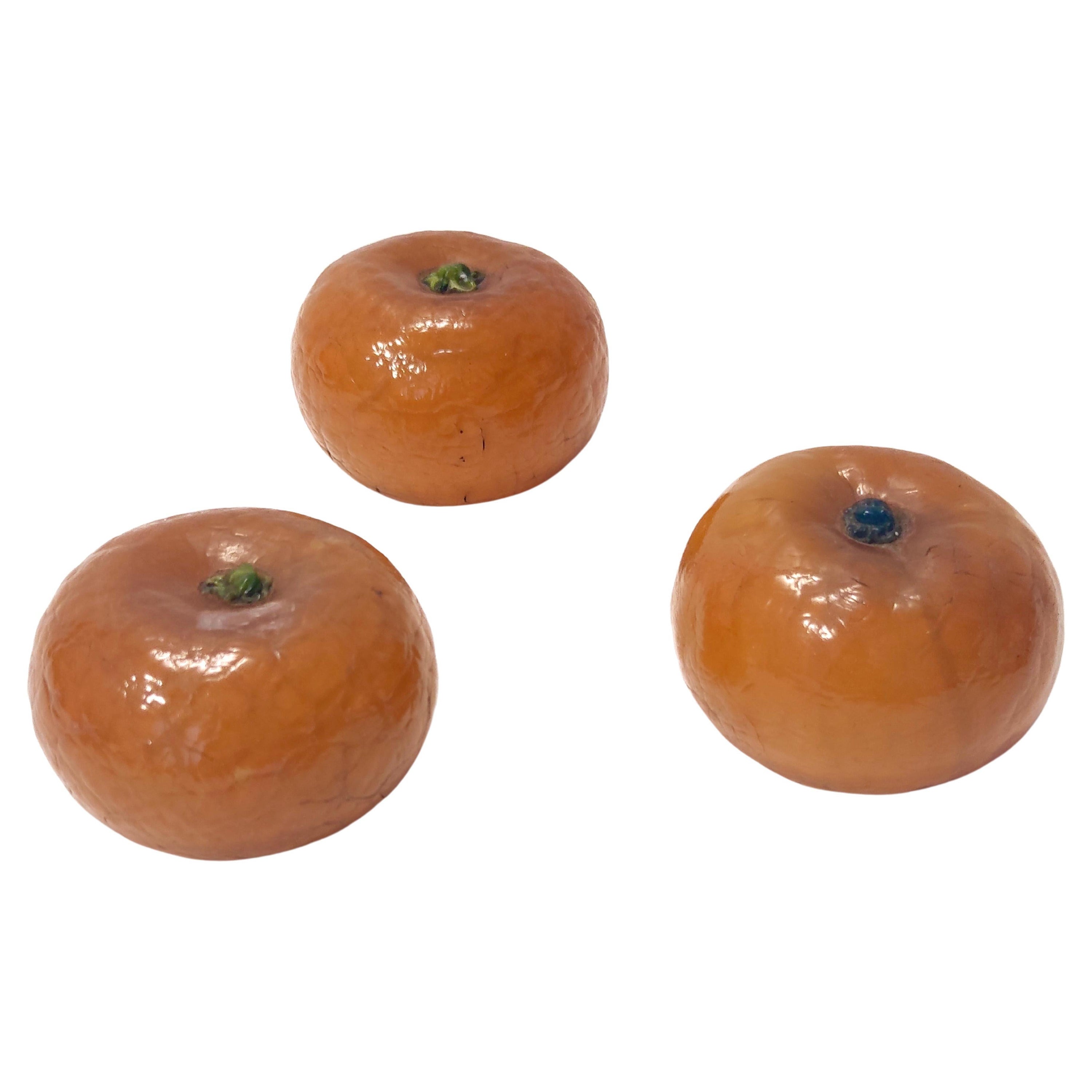Ensemble décoratif de trois Tangerines vintage en verre de Murano par Martinuzzi pour Venini