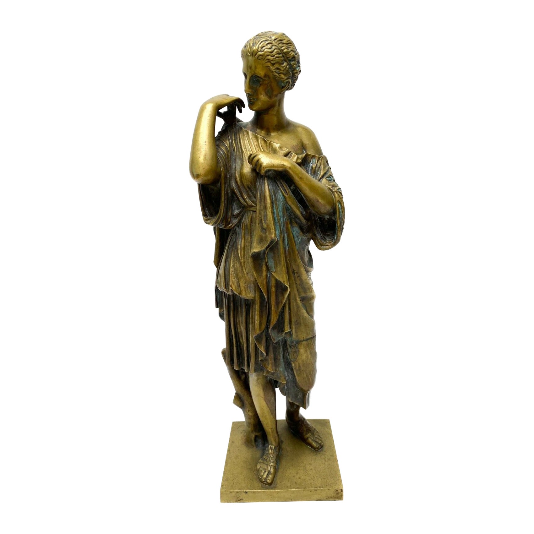 Gilt Bronze Sculpture Susse Freres Foundry Mark of a Classical Maiden, c1800 For Sale