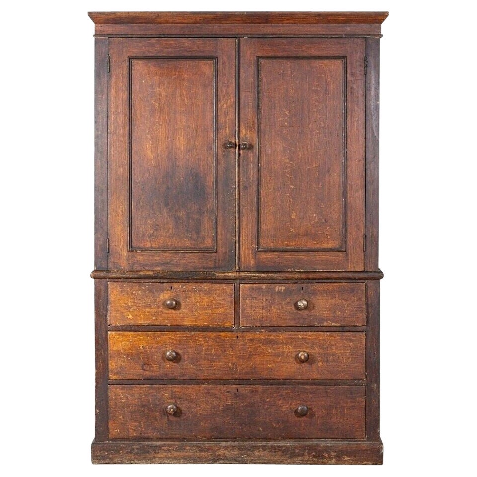 19th C English Scrumbled Pine Housekeepers Cupboard For Sale