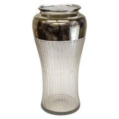 Antique Fine American Sterling Silver Overlay Cut Glass Vase, circa 1900