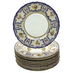 Set of 12 Royal Doulton England Porcelain Dinner Plates, circa 1925