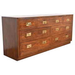 Henredon Mid-Century Modern Campaign Oak Long Dresser