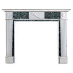 Neo-Classical White and Green Marble Fireplace Mantel