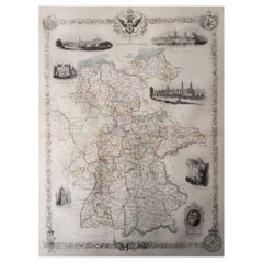 Original Antique Map of Germany by Tallis, Circa 1850