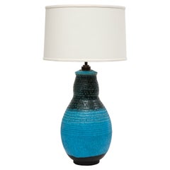 Lampe de bureau Alvino Bagni, céramique, bleue, noire, imprimée