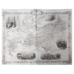 Original Antique Map of Poland by Tallis, circa 1850