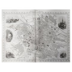 Original Antique Map / City Plan of Brussels by Tallis, circa 1850