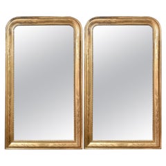 Pair Antique French Louis Philippe Gold Mirrors, Circa 1920