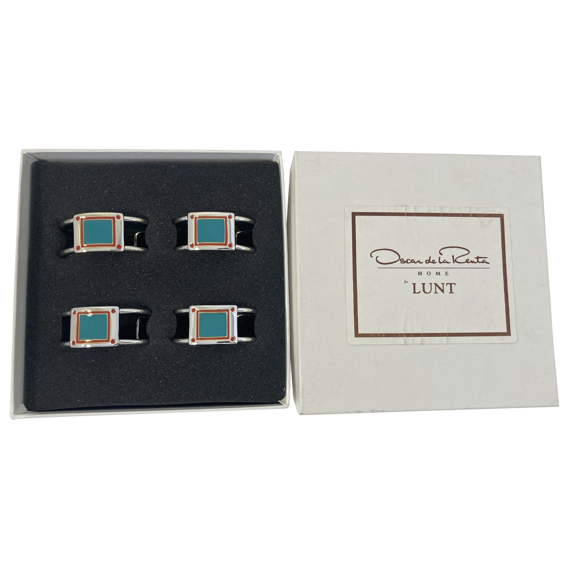 Oscar De La Renta Home Napkin Rings for Lunt Set of 8 For Sale