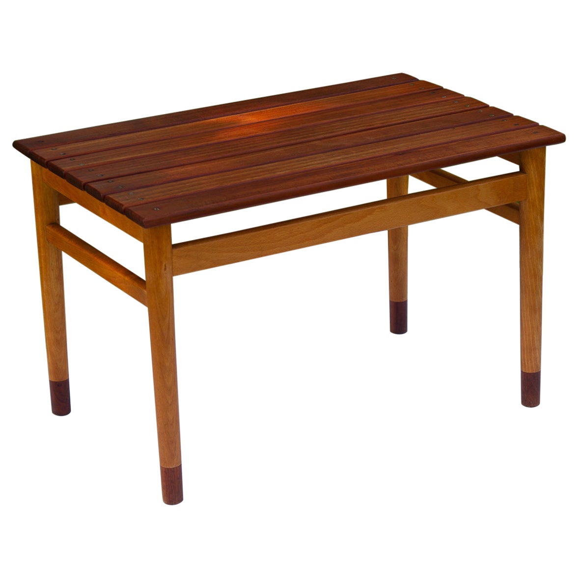 Vintage Danish Teak and Beech Side Table, 1950s For Sale