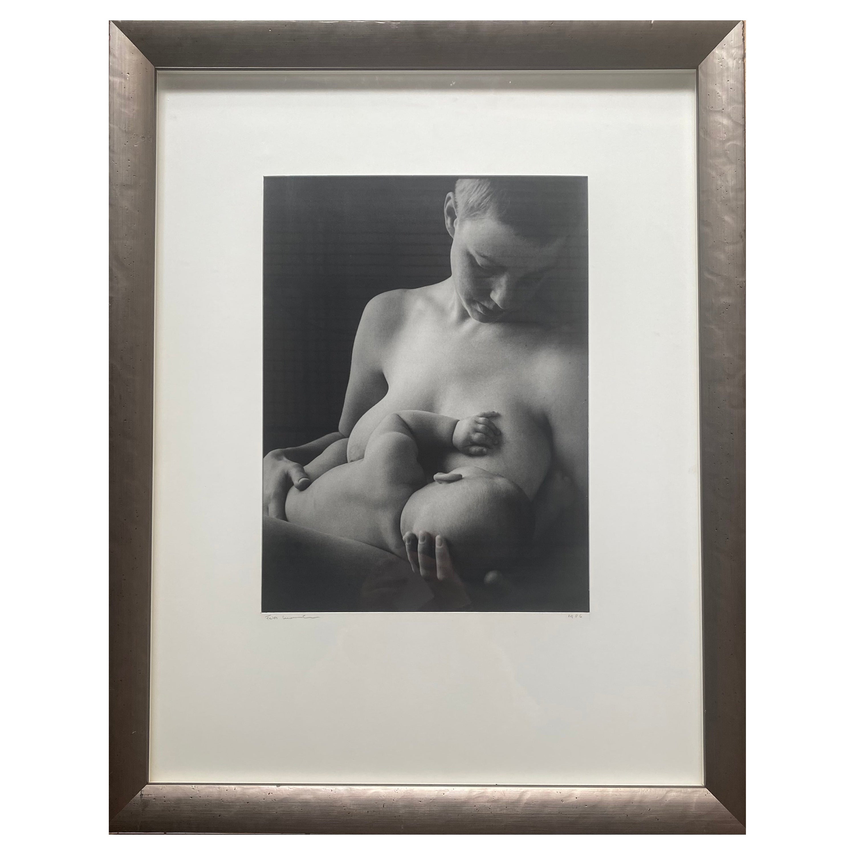 Mère et enfant, Fritz Monshouwer, estampe d'argent en vente