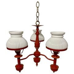 Tole Painted Three Light Chandelier