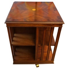 Stunning Square Rotating Bookcase Stand Side Table with Arts & Crafts Style