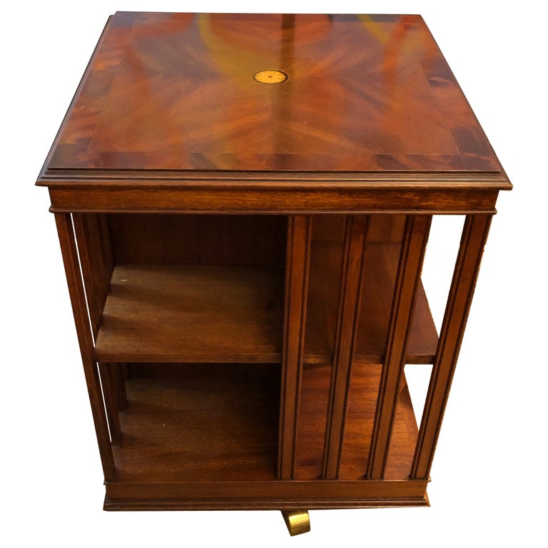 Stunning Square Rotating Bookcase Stand Side Table with Arts and Crafts