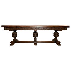 Antique English Elizabethan Style Extension Trestle Table
