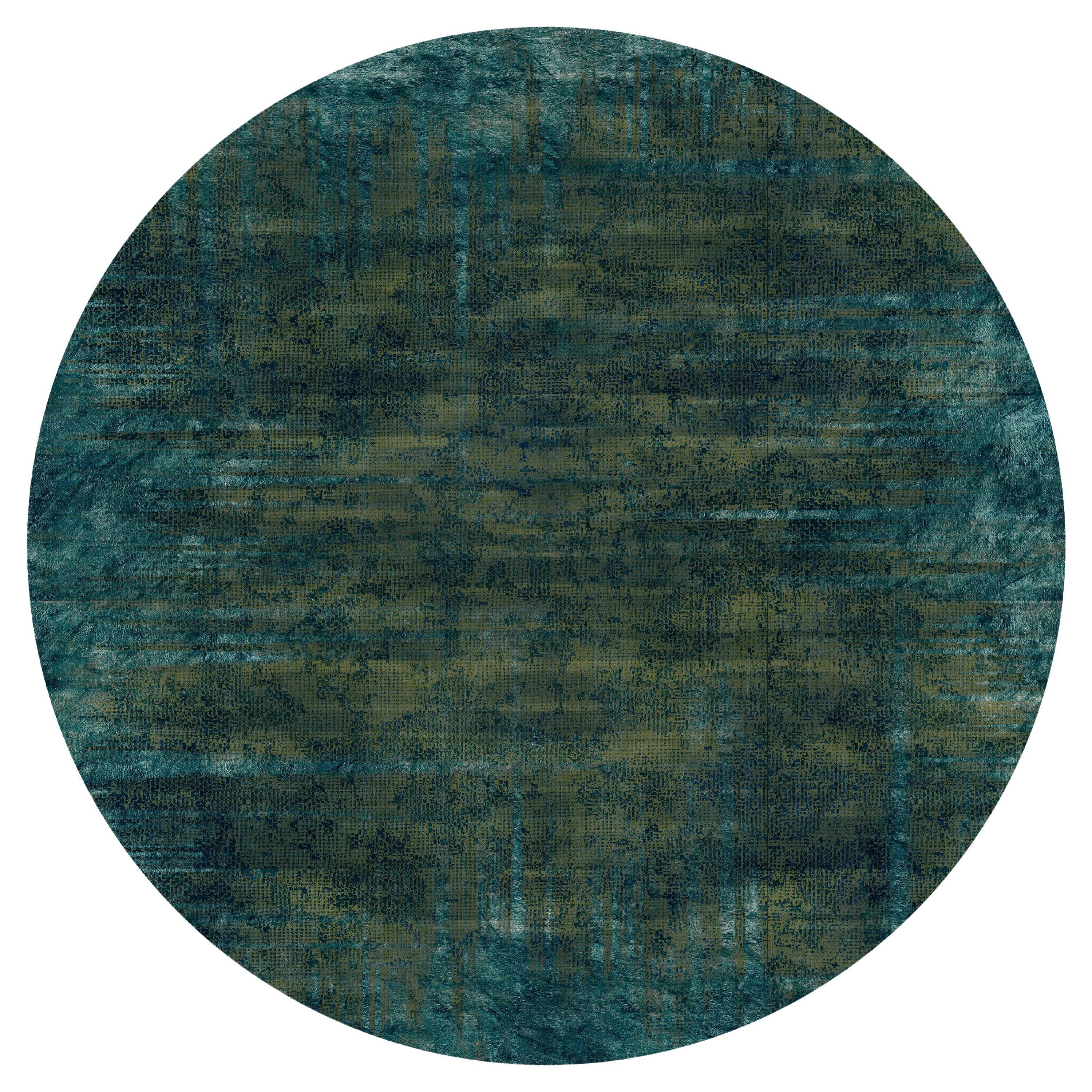 Moooi Small Quiet Collection Patina Moss Round Rug in Soft Yarn Polyamide For Sale