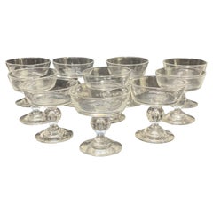 Set of 10 Steuben Cut Glass Teardrop Champagne Goblets #7926, Original Box