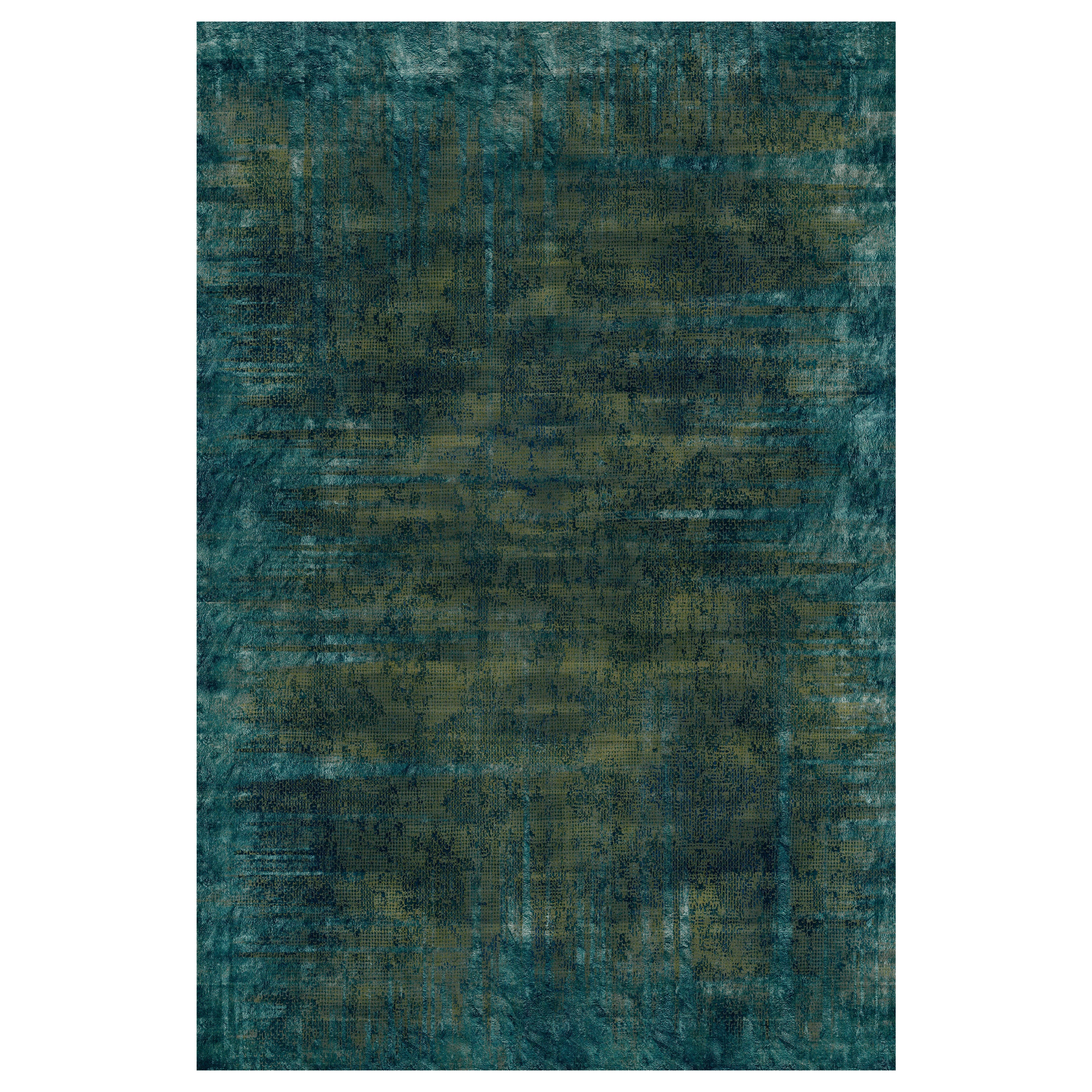 Moooi Large Quiet Collection Patina Moss Rectangle Rug in Wool For Sale