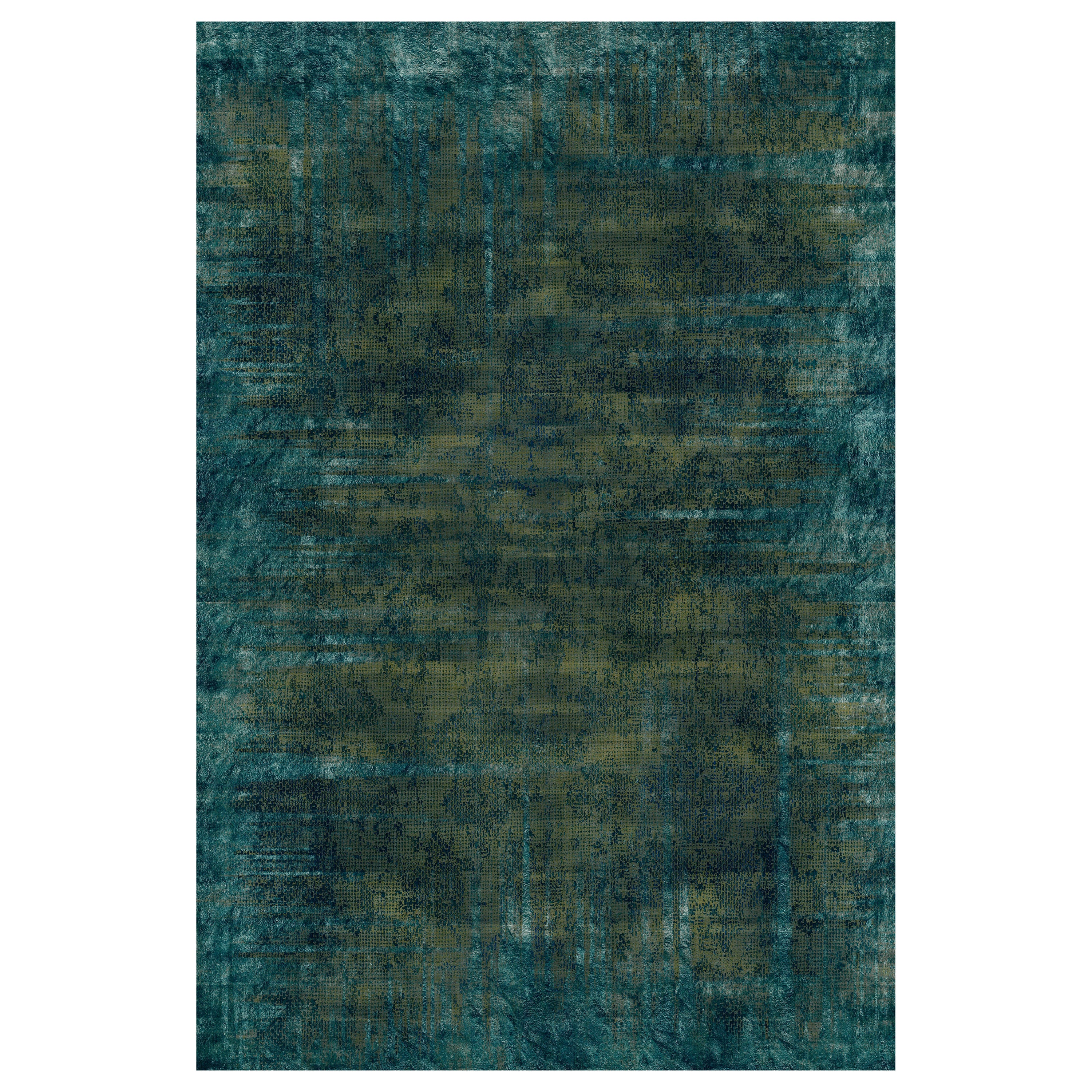 Moooi Large Quiet Collection Patina Moss Rectangle Rug in Soft Yarn Polyamide For Sale