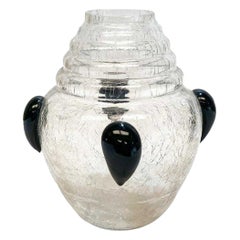 Murano Crackle Clear Glass Vase Primavera Style