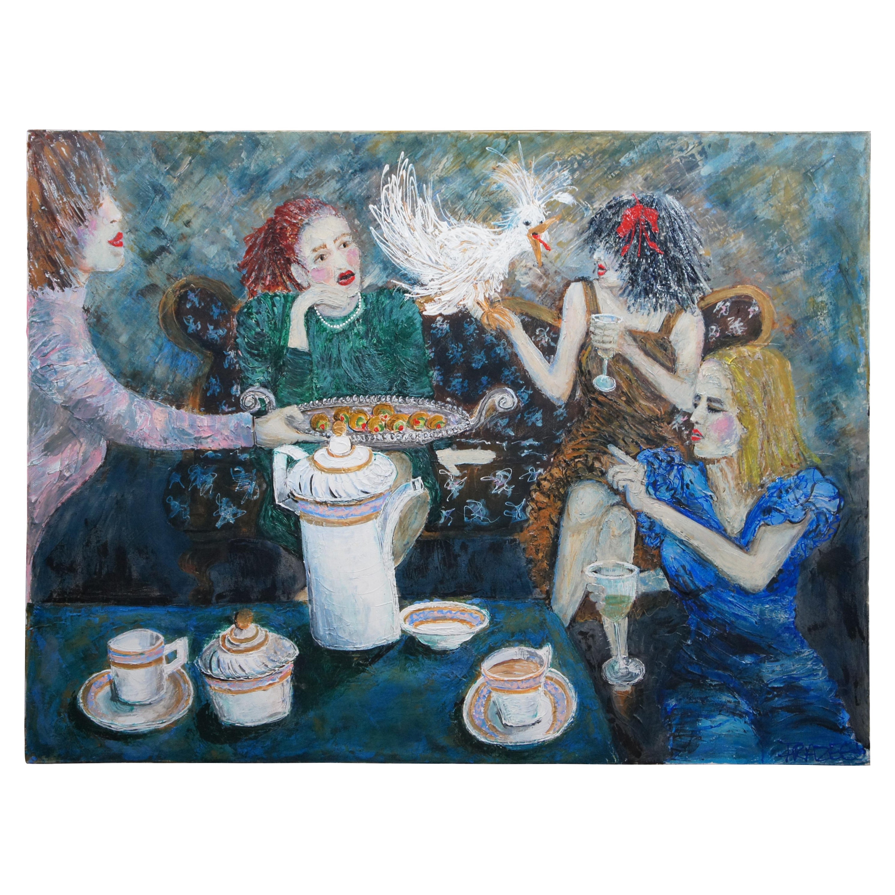 Teresa Ann Frazee Large Abstract Painting "Disentangled Blue" For Sale