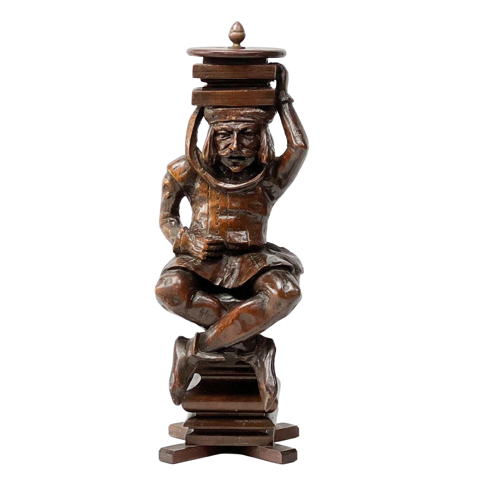 Continental Hand Carved Figural Jester Wood Sculpture, 18th Century For Sale
