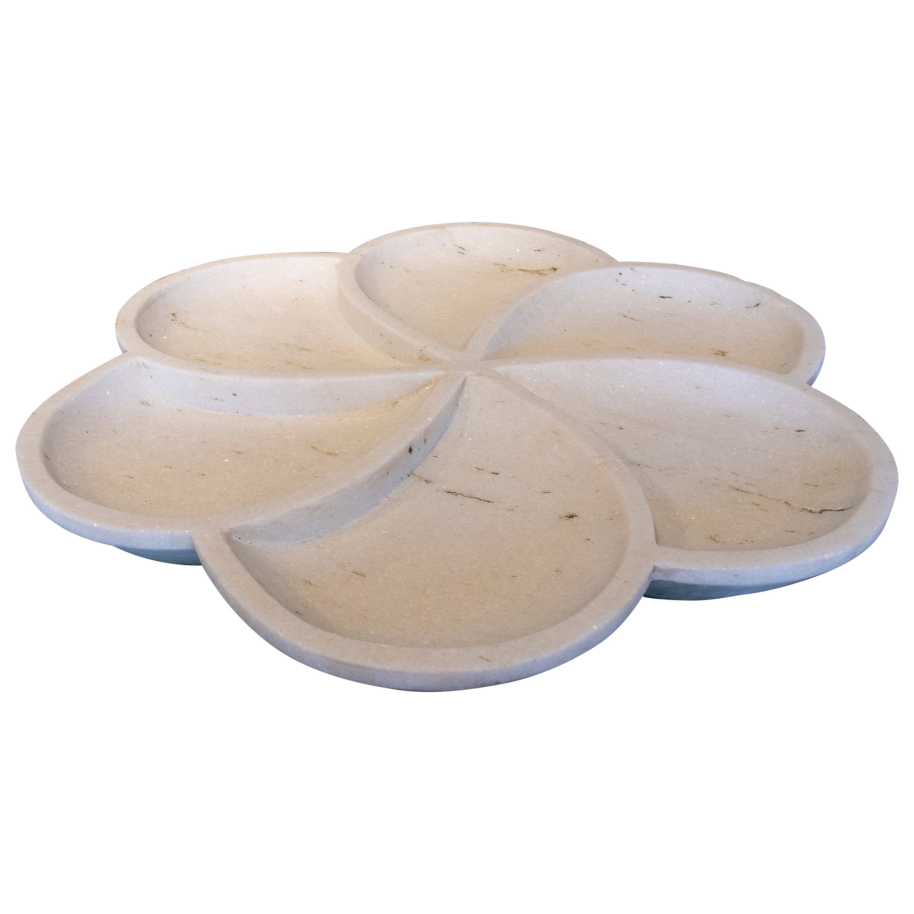 Hand-Carved Marble Plate with Rounded Forms For Sale