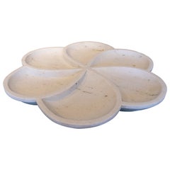 Vintage Hand-Carved Marble Plate with Rounded Forms