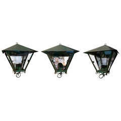 Spanish Set of Three Iron Wall Lanterns