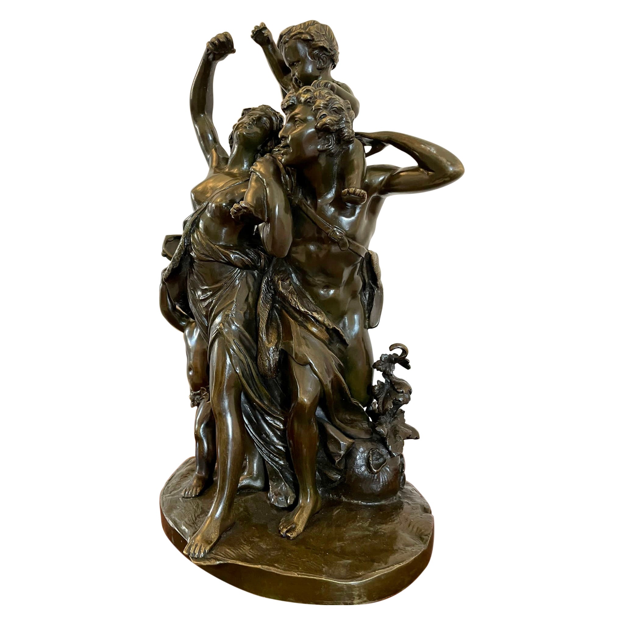 Antique 19th Century Outstanding Quality Bronze Dancing Maidens Statue For Sale
