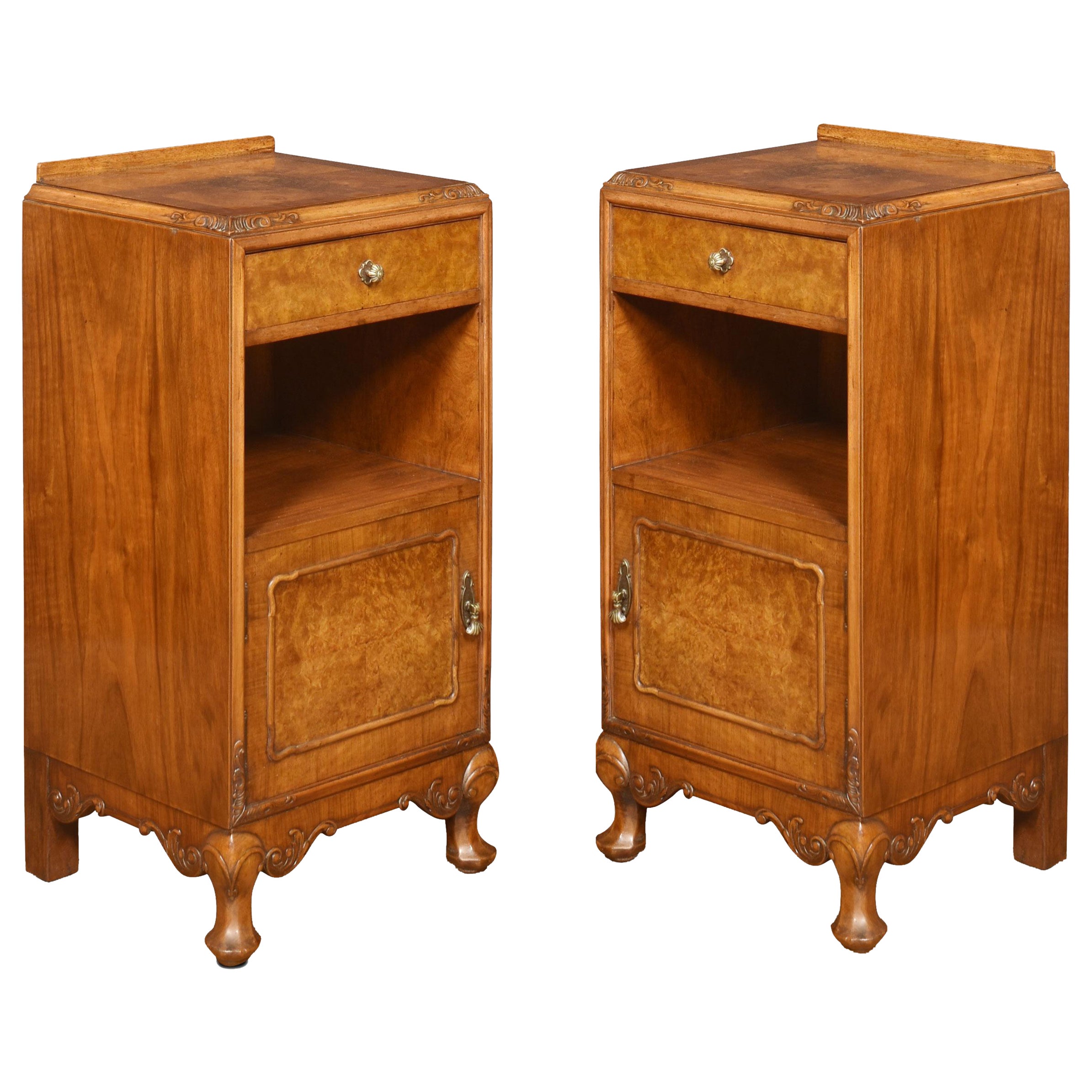Pair of Walnut Bedside Cabinets For Sale