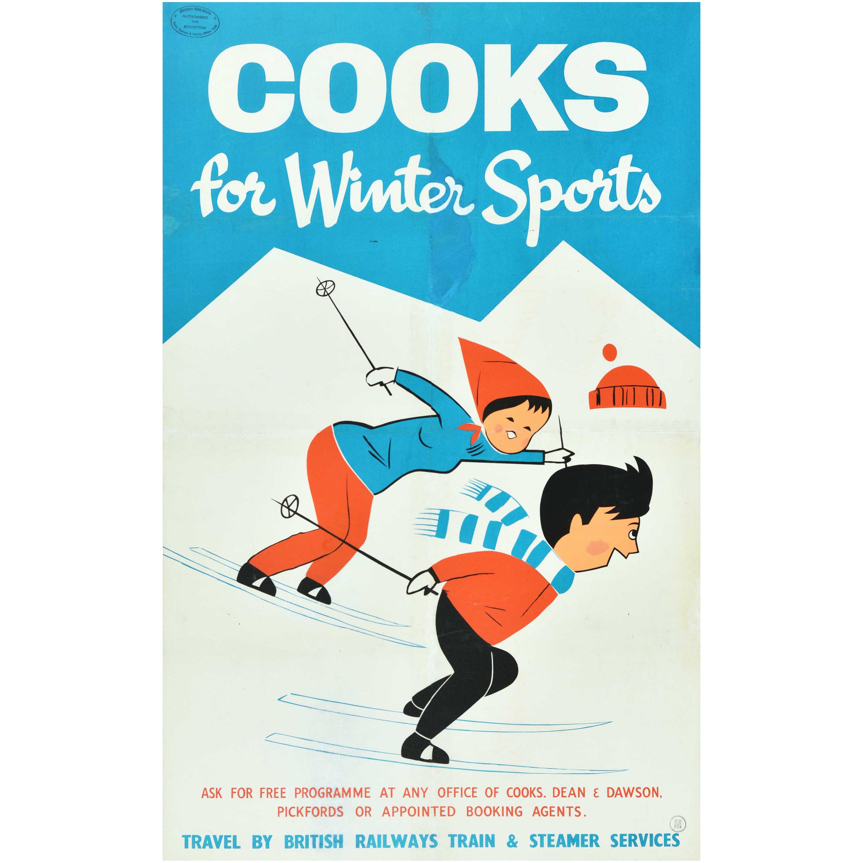 Original Vintage Poster Cooks For Winter Sports Skiing British Railways Travel
