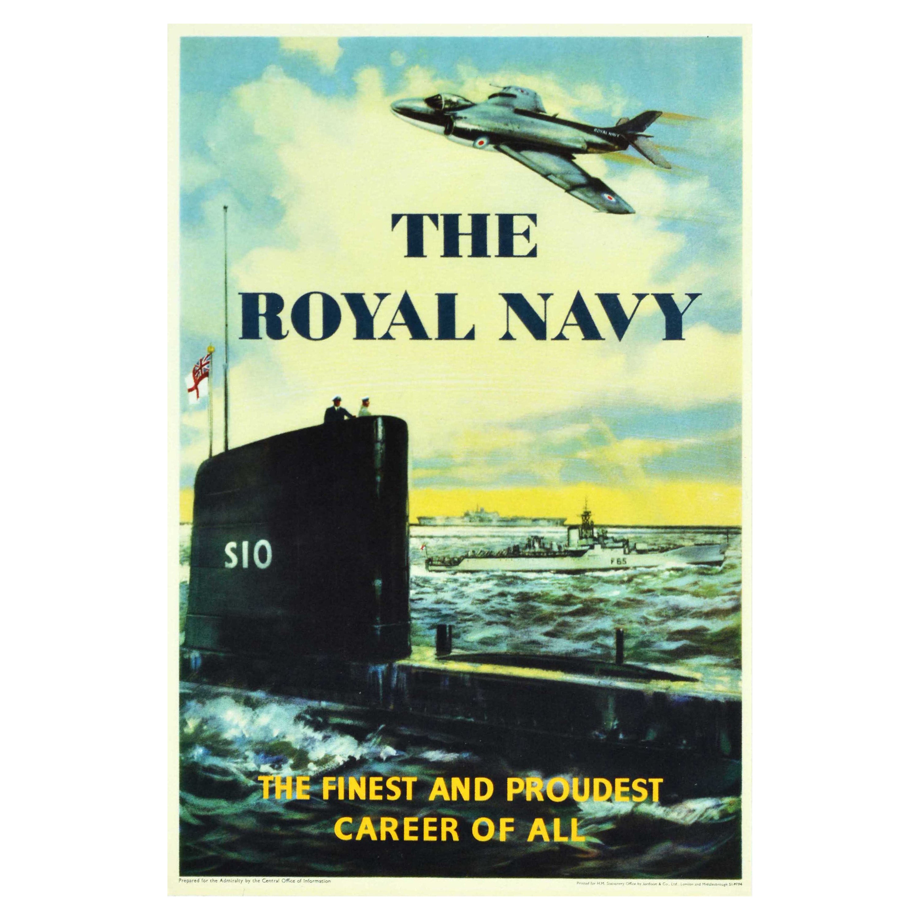 Original Vintage Military Poster The Royal Navy Fine Proud Career Submarine  Ship For Sale at 1stDibs