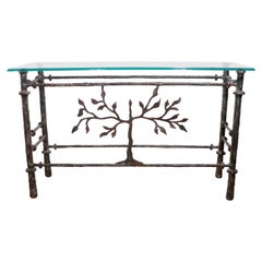 Metal and Glass Console Table After Giacometti