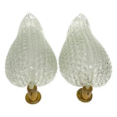 Stunning Midcentury Pair of "Rugiodoso" Leaf Sconces by Barovier and Toso