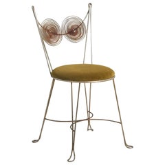 Tony Paul, Chair, Brass, Green Velvet, Rubel, America, 1954