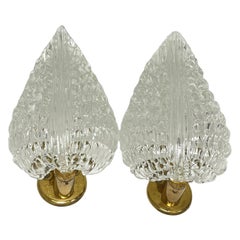 Petite Midcentury Pair of "Rugiodoso" Leaf Sconces by Barovier and Toso