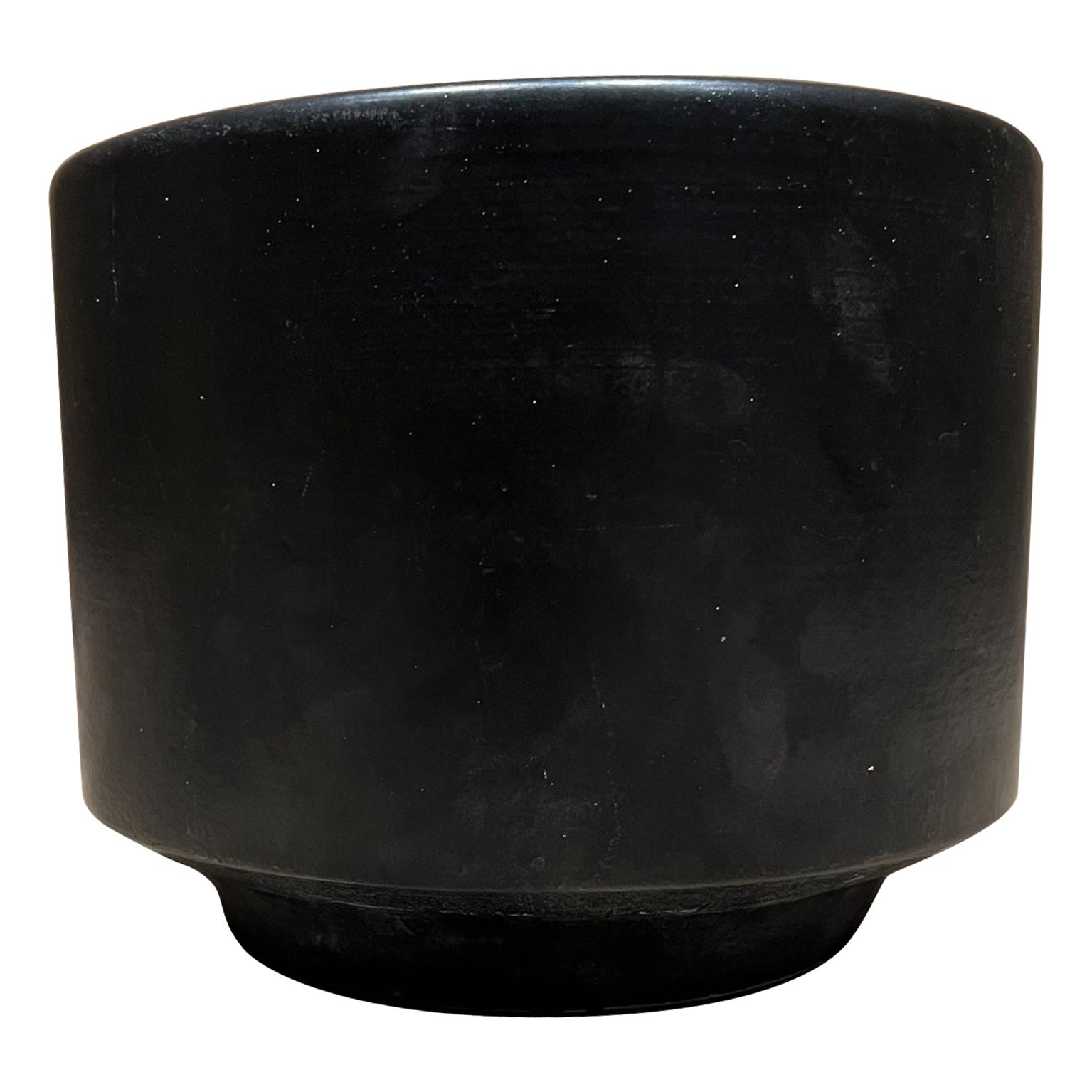 1960s California Architectural Pottery Modern Matte Black Planter Pot