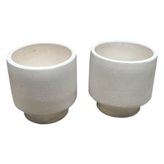 1960s Architectural Pottery White Planter Pots Footed Style of Lagardo Tackett
