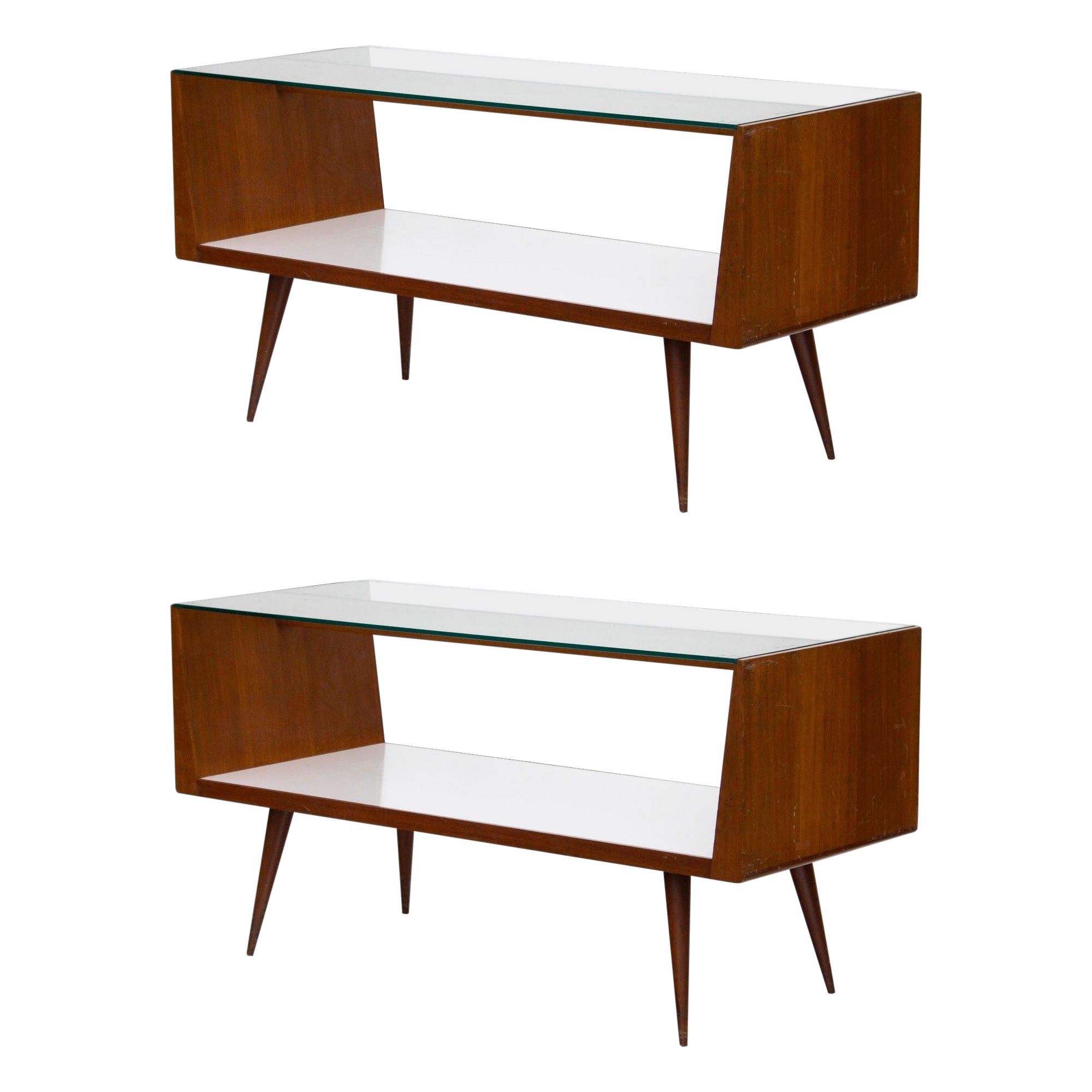 Mid-Century Modern Walnut and Glass Display Cases, a Pair For Sale