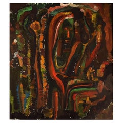 Gunstein, artiste suédois, huile sur toile, composition abstraite, milieu du 20e siècle