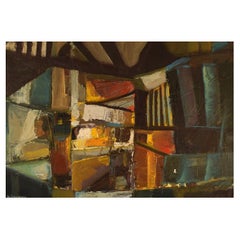 Alf Johansson (1934-2020), artiste suédois, huile sur toile, composition abstraite