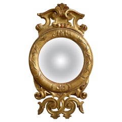 Unusual Italian Gilt-Wood Convex Mirror