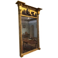 19th Century Regency Water-Gilded Pier Mirror with Cluster Column