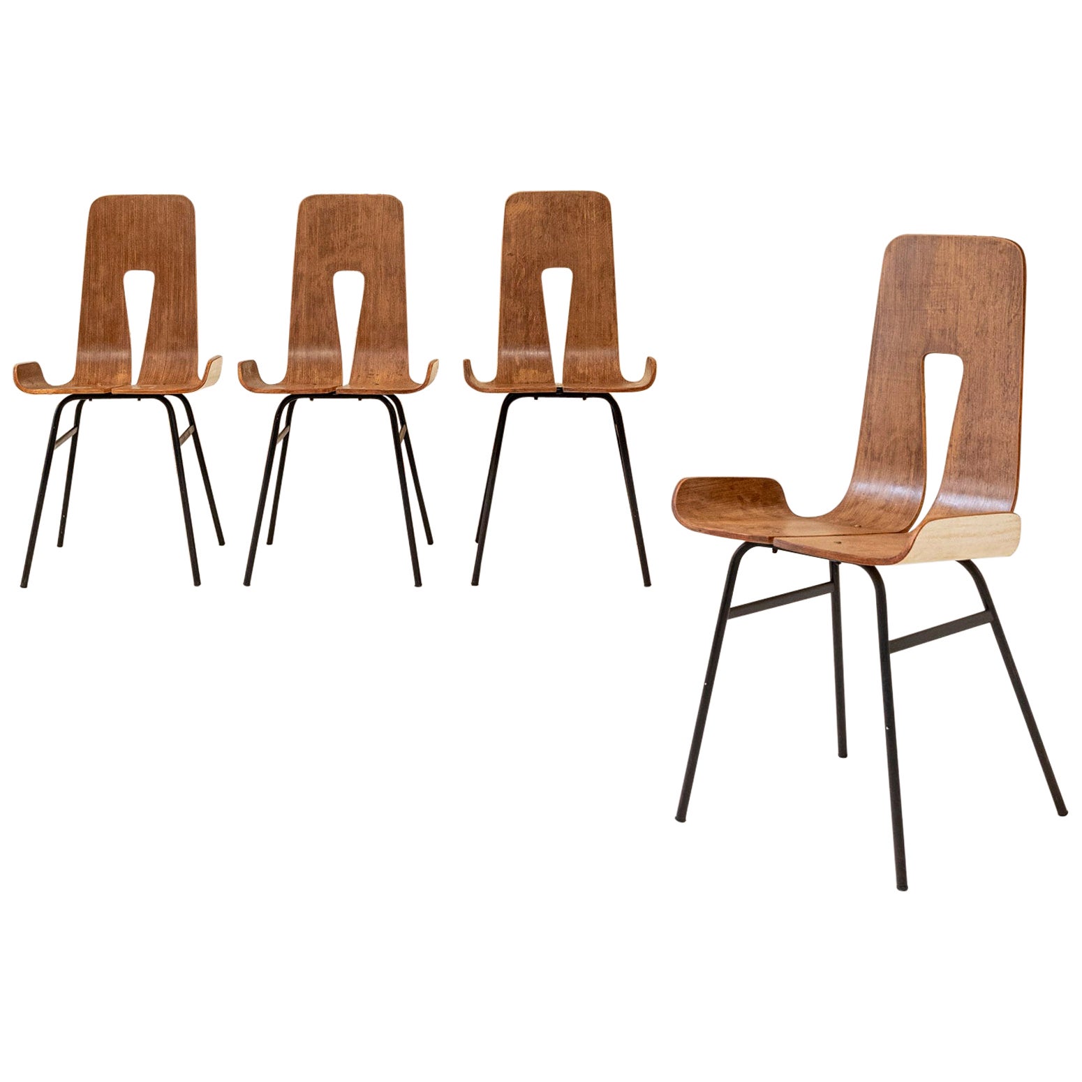 Set of Four Wooden Chairs by Carlo Ratti