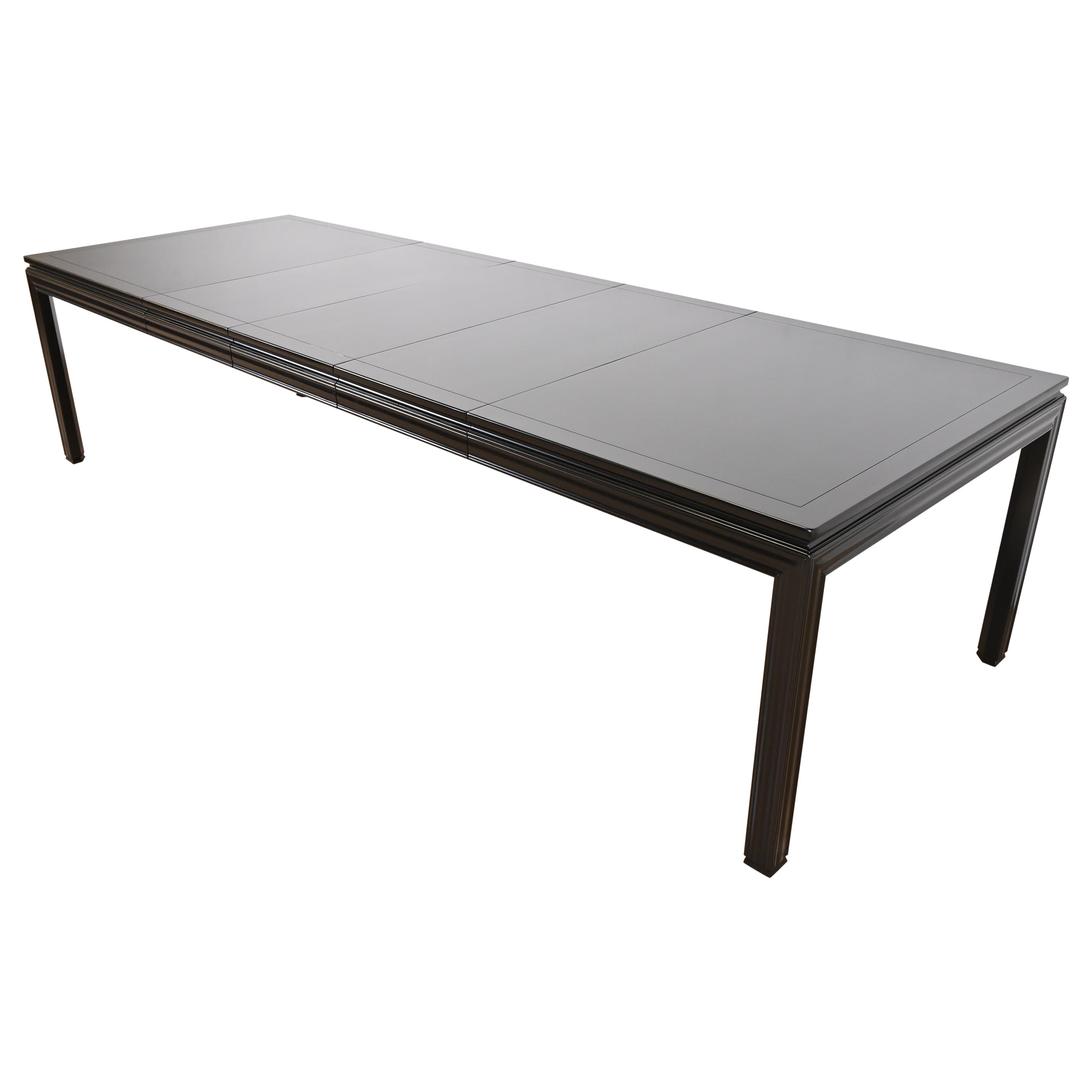 John Widdicomb Mid-Century Modern Black Lacquered Parsons Extension Dining Table