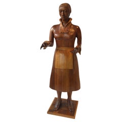Life Size Wood Sculpture of 1950s Female Homemaker